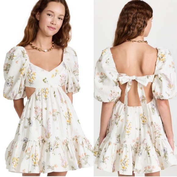ZIMMERMANN Jeannie Blooming Floral Cut-out Open Back Fit & Flare Mini Dress - Picture 3 of 11